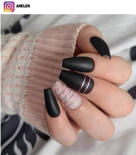 30+ Pink and Black Nail Designs for 2022 - Nerd About Town Pink Black Nails, Pink Nail Art Designs, Opal Nails, Light Pink Nails, Black Nail Art, Black Nail Polish, Pink Nail Art, Black Nail Designs, Matte Pink