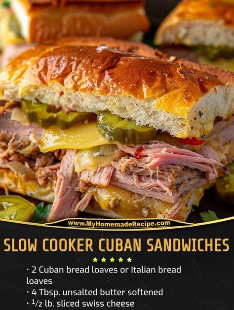 Cuban Sandwich Pork Recipe, Cuban Sandwich Slow Cooker, Cuban Meals Dinners, Slow Cooker Cuban Sandwiches, Cuban Sandwich Recipe, Cuban Sandwiches, Recipes Slow Cooker, Cuban Dishes, Sandwiches Wraps