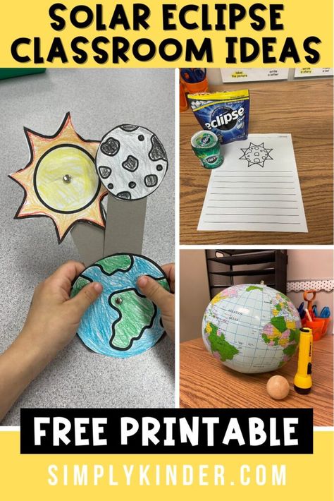 Discover more about a full solar eclipse with informative videos and hands on activities with these solar eclipse ideas for the classroom. Classroom Coloring Pages, Solar Eclipse Model, Eclipse Games, Eclipse Ideas, Eclipse Project, Eclipse Book, Solar Eclipse Activity, Ideas For The Classroom, Eclipse Party