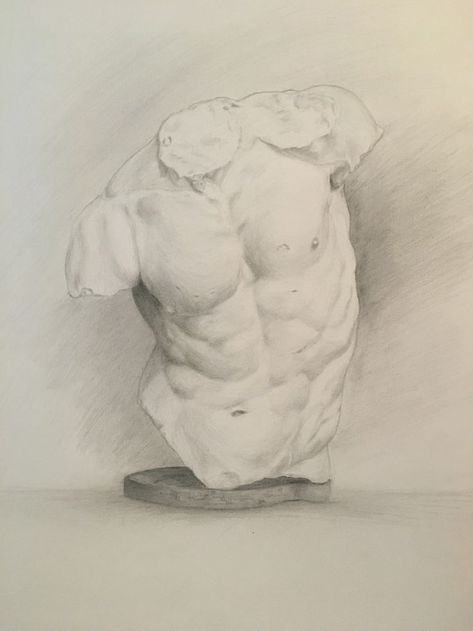 Pencil drawing of the Gaddi Torso sculpture Greek Drawing, Torso Sculpture, Anatomy Sculpture, Graphite Art, Classic Sculpture, Academic Art, Greek Sculpture, Anatomy Drawing, Greek Art