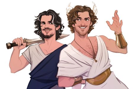 Epic The Musical, Greece Mythology, Greek Mythology Humor, Greek Mythology Gods, Achilles And Patroclus, Epic Characters, Greek Gods And Goddesses, Greek And Roman Mythology, Greek Mythology Art