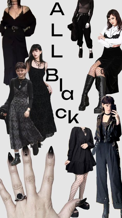 All black easy outifits #allblack #outfits #darkoutfits #aesthetic #grunge #rock #goth #darkoutfits Outfit Ideas Punk Grunge, Casual Goth Aesthetic, Easy Grunge Outfits, Modern Grunge, Casual Goth, Academia Fashion, Dark Outfits, Goth Aesthetic, Aesthetic Grunge