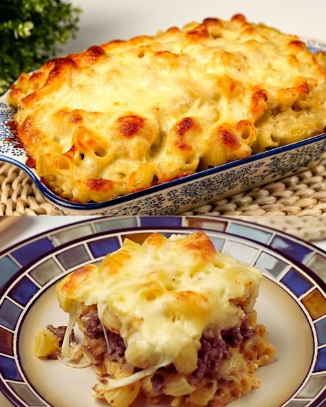 Baked Pasta with Minced Meat and Cheese Recipe Mince And Pasta Recipes, Recipes With Minced Beef, Pasta And Minced Meat Recipes, Mince Pork Recipes, Mince Meat Recipes, Pasta With Minced Meat, Chicken Mince Recipes, Mince Pasta Bake, Beef Mince Recipes