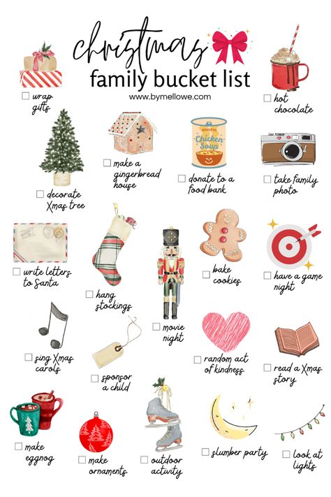 Family Bucket List, Bucket List Activities, Christmas Bucket List, Fun Christmas Activities, Christmas Bucket, Christmas Prep, Illustration Noel, Christmas Planning, Christmas Feeling