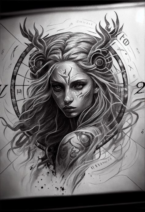 Taurus Woman Tattoo Design, Virgo Face Tattoo, Virgo Tattoo Designs Zodiac, Virgo Tattoo For Men Zodiac Signs, Virgo Drawing Sketch, Virgo Sketch, Zodiac Sign Virgo Tattoo, Virgo Tattoo Designs For Men, Virgo Tattoo Goddesses