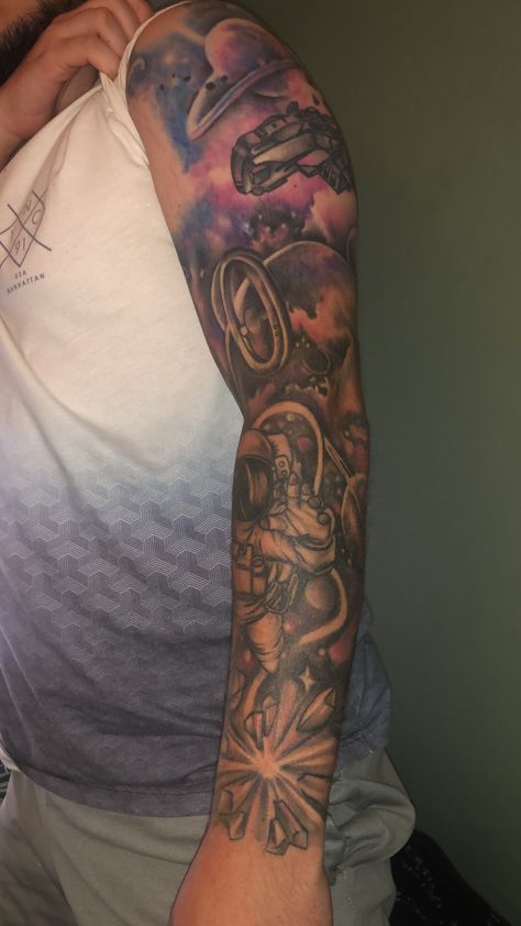 Space sleeve  #space #spacetattoo #spacetheme #astronaut Space Sleeve, Space Tattoo Sleeve, Full Leg Tattoos, Theme Tattoo, Cool Tattoos For Guys, Space Tattoo, Sleeve Men, Tattoo Sleeve Men, Tattoo Sleeve