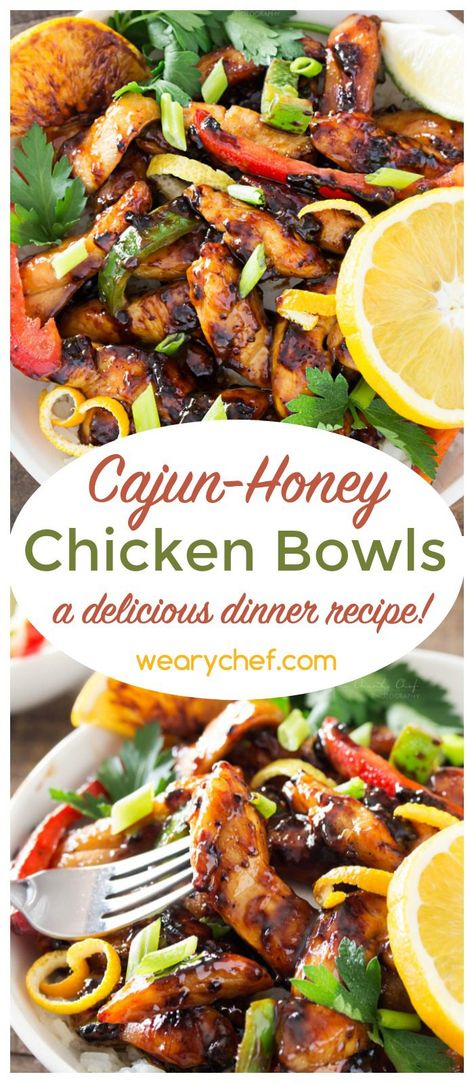 Cajun Honey Chicken, Chicken Cajun, Chicken Bowls, Healthy Bowls Recipes, Healthy Bowls, Chicken Bowl, Honey Chicken, Delicious Dinner Recipes, Chicken Dinner Recipes