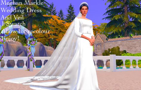 Sims 4 Royal Wedding Dress, Sims 4 Cc Wedding Veil, Princess Anne Wedding Dress, Kate Middleton Wedding Tiara, Princess Kate Wedding Dress, Princess Anne Wedding, Queen Elizabeth Wedding, Long Veils Bridal, Kate Middleton Wedding Dress