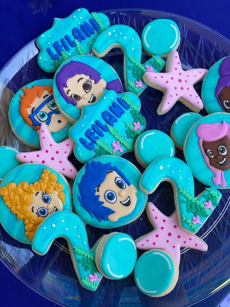 Bubble Guppies Cookies, Bubble Guppy Birthday Party, Bubble Guppies Birthday Party Ideas Cake, Bubble Guppies Themed Birthday Party, Bubble Guppies Birthday Party Ideas, Bubble Guppies Birthday Cake, Bubble Guppies Theme, Bubble Guppies Cake, Half Birthday Baby