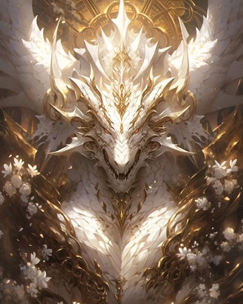 White And Gold Dragon Art, Ancient Gold Dragon, White And Gold Dragon, White Dragon Art, Dragon Age Origins Morrigan, Lightning Dragon, Snow Dragon, Chibi Girl Drawings, Monster Artwork