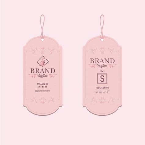 Vector front and back fashion label tag ... | Premium Vector #Freepik #vector #cloth-tag #clothing-tag #paper-tag #product-tag Label Tag Design, Tag Mockup, Hang Tag Design, Label Tag, Tag Design, Hang Tags, Fashion Labels, Premium Vector, Sticker Design