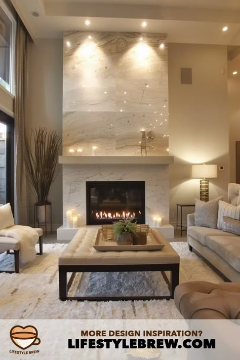 Fireplace Living Room Design Ideas and Inspiration (Stunning!) Modern Fireplace Ideas Living Rooms, Fireplace Design Ideas, Minimalist Fireplace, Fireplaces Layout, Living Room Marble, Fireplace Living Room, Modern Family Rooms, Living Room Built Ins, Fireplace Built Ins