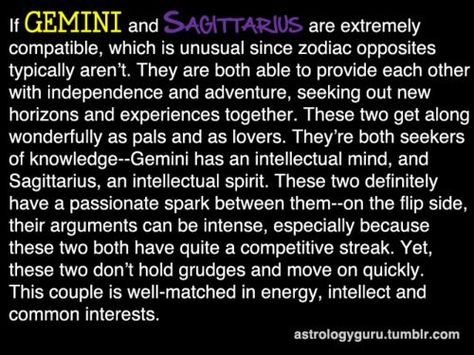 Gemini and Sagittarius Sagittarius Gemini Compatibility, Leo Compatibility, All About Leo, Sagittarius Compatibility, Gemini Compatibility, Gemini And Sagittarius, Gemini Girl, Gemini Quotes, Gemini Rising