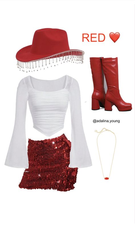 Taylor Swift Red Eras Tour, Outfit Ideas Taylor Swift, Red Eras Tour Outfit, Red Festival Outfit, Midnights Eras Tour Outfit, Midnights Eras Tour, Red Eras Tour, Eras Tour Outfit Ideas, Cute Concert Outfits