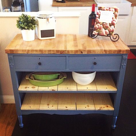 Upcycle an Old Dresser Into a Kitchen Island for Budget Beauty | The Money Pit Kitchen Island Furniture, Freestanding Kitchen Island, Dresser Kitchen Island, Repurposed Dresser, Freestanding Kitchen, Diy Kitchen Island, Old Dressers, Refurbished Furniture, Recycled Furniture