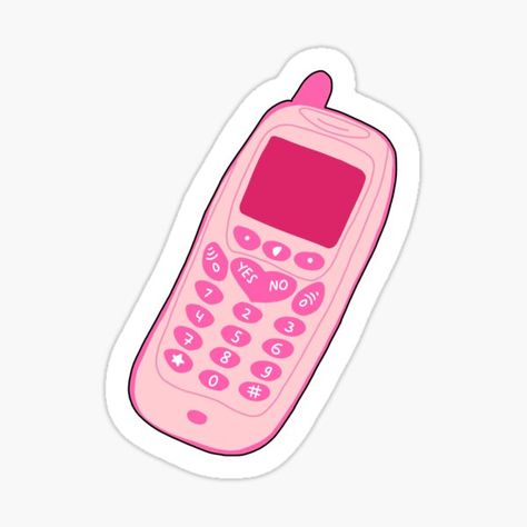 caitlinjcook Shop | Redbubble Pink Y2k Stickers, Pink Cellphone Icon, Hot Pink Stickers, Cellphone Drawing, Cellphone Sticker, Pink Cellphone, Sticker Y2k, Y2k Stickers, Phone Template