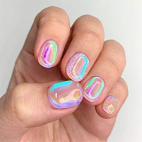 Nail Sticker Art, Aurora Nails, Nagellack Trends, Shattered Glass, Nail Swag, Nail Sticker, Foil Nails, Funky Nails, Chic Nails