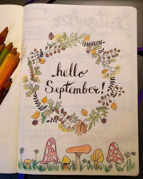 Hello September! September Font, Bullet Journal September, May Bullet Journal, Bullet Journal Month, Bujo Planner, Bullet Journal Cover Page, Bullet Journal Hacks, Bullet Journal Printables, Hello September