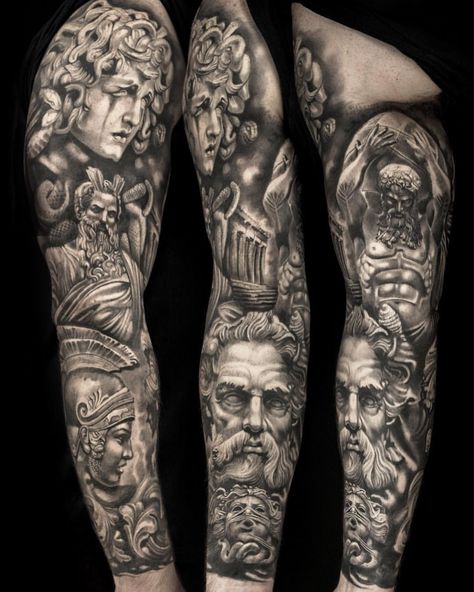 Greece Tattoo, Hades Tattoo, Greek God Tattoo, Mangas Tattoo, Zeus Tattoo, Realistic Tattoo Sleeve, Greek Mythology Tattoos, God Tattoos, Tattoo Inspiration Men