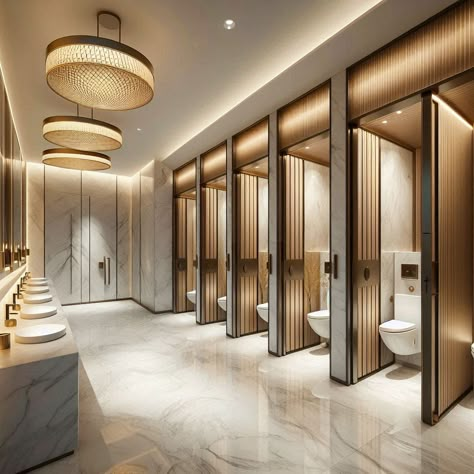 created with ai Luxury Spa Changing Rooms, Hotel Lobby Bathroom Design, Commercial Toilet Design Interiors, Luxury Public Bathroom Design, Hotel Toilet Design Luxury, Hotel Public Toilet Design, Modern Commercial Bathroom, Restroom Design Commercial, Luxury Public Bathroom