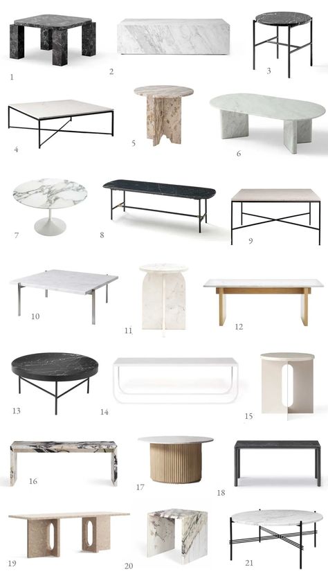 21 of the best marble coffee and side tables for minimalist interiors | These Four Walls blog Living Room Marble Table, Living Room Marble Coffee Table, Marble Coffee Table Styling, Marble Coffe Table, Tulip Coffee Table, Living Room Marble, White Marble Side Table, Mango Wood Coffee Table, Marble Side Table