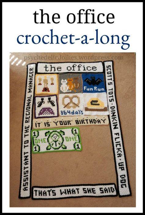 The Office Crochet Blanket Pattern The Office Crochet, Office Crochet, Quotes From The Office, Crochet Afghan Patterns Free, Crochet Blanket Pattern, Pixel Crochet, Pick 3, C2c Crochet, Up Dog