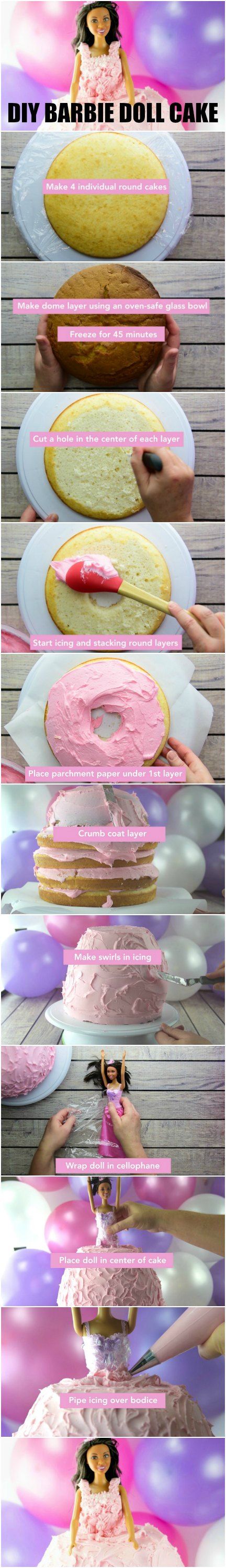 DIY Barbie Doll Cake - step by step instructions | Mommy Evolution Diy Barbie Cake, Cake Diy Easy, Barbie Doll Cake, Cookies Kids, Fruit Cake Cookies, Barbie Doll Cakes, Healthy Cake Recipes, Barbie Cake, Trending Photos