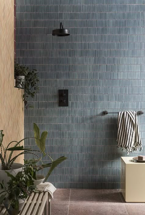 Kitkat Tiles, Bathroom Tile Combinations, Finger Tiles, Natural Stone Tile Bathroom, Bathroom Tile Trends, Bathroom Mosaic Tiles, Bathroom Tiles Combination, Tile Combinations, Natural Stone Bathroom