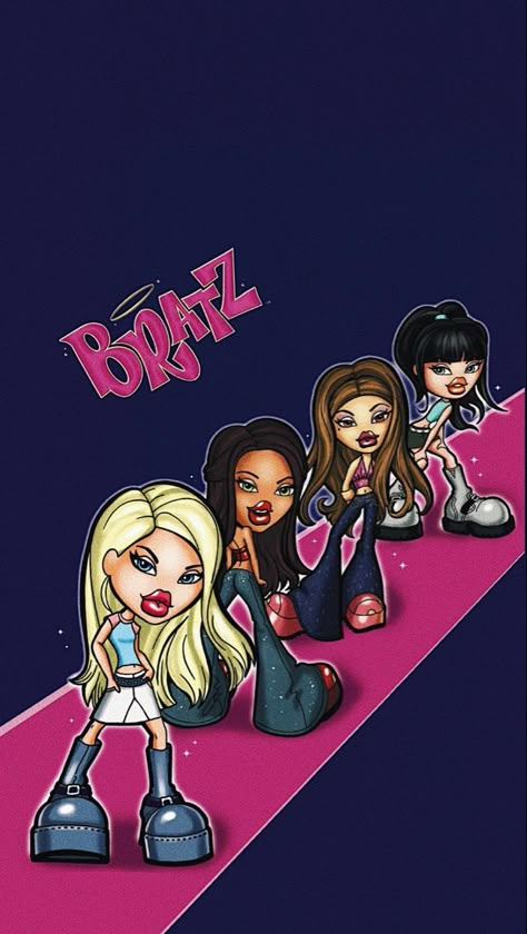 Bratz Phone Wallpaper, Las Bratz, Bratz Wallpaper, Adorable Aesthetic, 2000s Wallpaper, Pinterest Wallpaper, Y2k Bratz, Brat Doll, Y2k Posters