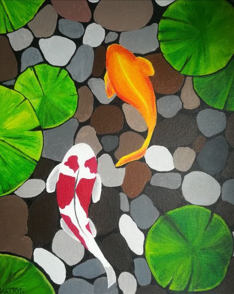 Backyard Path, Fish In Pond, Coy Pond, Painting Fish, Koi Fish Pond, Ceramic Ideas, Fish Pond, Diy Canvas Art, Diy Canvas