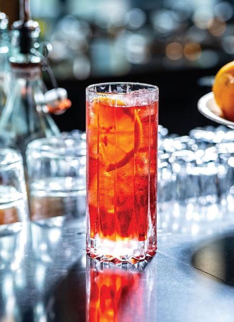 Ama’s Americano Cocktail Recipe | PUNCH Americano Cocktail Recipe, Campari And Soda, Carbonated Water, Highball Glass, Vermouth, Cocktail Recipe, Liqueur, Cocktail Recipes, Alcoholic Drinks