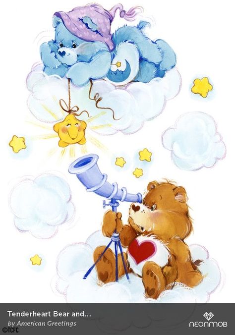 I'm obsessed with this card I got on @NeonMob Bedtime Bear Carebear, Tenderheart Bear, Care Bear Tattoos, Bedtime Bear, Care Bears Vintage, Care Bear Party, Care Bears Cousins, Bear Tattoo, Star Gazing