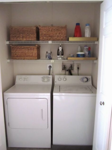 Swoon Style and Home: Before & After: Laundry Room Closet Reach In Laundry Closet, Apartment Laundry Closet, Apartment Laundry, Freedom Writers, Laundry Room Closet, Big Basket, Vintage Laundry, Laundry Closet, Room Closet