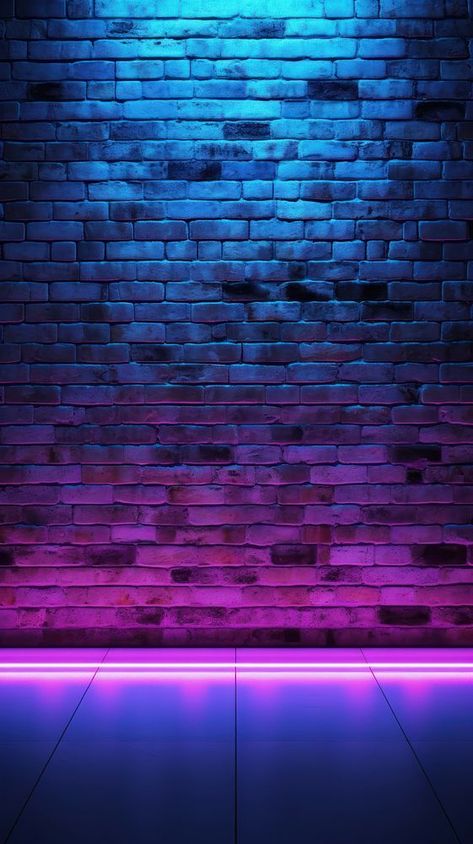 Neon Brick Wall Background, Brick Wall Architecture, Iphone Neon Wallpaper, Bricks Background, Blue Brick Wall, Wall Architecture, Brick Wall Wallpaper, Youtube Background, Pink Neon Lights