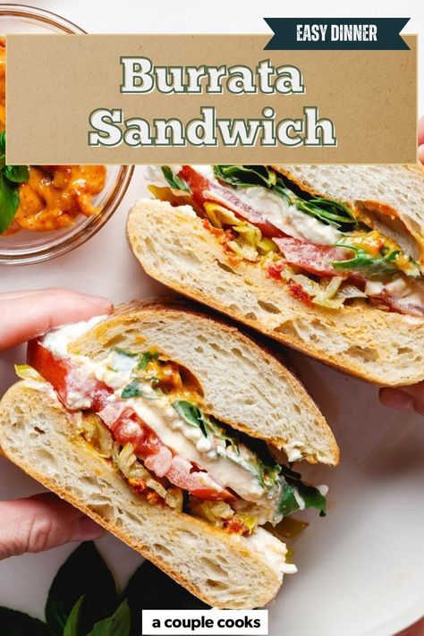 Ciabatta Sandwich Recipes, Burrata Sandwich, Tomato Aioli, Tomato Sandwich Recipes, Ciabatta Sandwich, Vegetarian Lunch Recipes, Winter Salad Recipes, A Couple Cooks, Tilapia Recipes