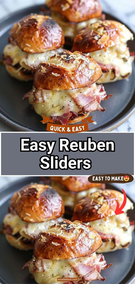 Ingredients: 12 slider buns 1 pound corned beef, thinly Rueben Appetizer Recipes, Ruben Roll Ups, Rueben Sliders Hawaiian Rolls, Rueben Sliders, Reuben Bites, Sliders In The Oven, Corned Beef Sliders, Reuben Sliders, Superbowl Party Appetizers