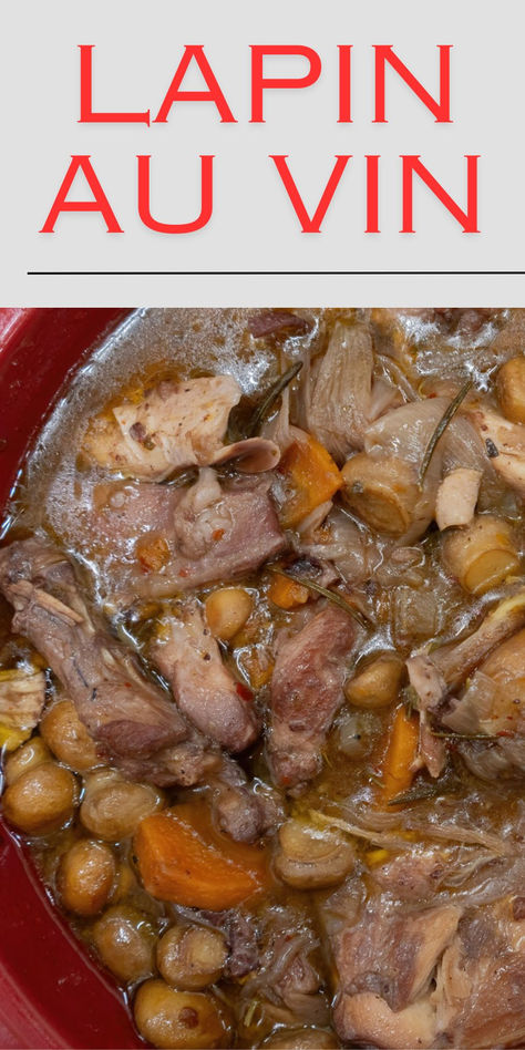 This delicious lapin au vin is inspired by the ubiquitous French classic coq au vin. The only real difference is a change of protein, but if you are a fan of the chicken version, you’ll love the rabbit version as well. This rabbit wine stew is a comforting meal perfect for those chilly autumn nights with friends.  #rabbit #rabbitrecipes #stew #stewideas #tasty #bestrecipes #rabbitstew Cocovan Coq Au Vin, Rabbit Stew Crockpot, Rabbit Recipes For Dinner, French Rabbit Recipe, Instant Pot Rabbit, Rabbit Recipes Easy, Crockpot Rabbit Recipe, Coq Au Vin Slow Cooker, Rabbit Soup