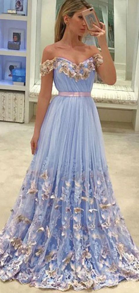 Tulle Butterfly, Blue Tulle Prom Dress, Blue Lace Prom Dress, Light Blue Prom Dress, Tulle Evening Dress, Lace Prom Dress, Blue Tulle, Long Prom Dresses, Custom Size Dresses