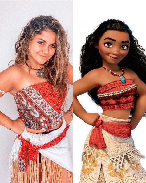 Moana Custome Ideas, Moana Adult Costume, Pocohantas Costume, Moana Disney Costume, Halloween Costumes Curly Hair, Moana Cosplay Costume, Moana Makeup, Carnaval Outfits, Disney Costumes For Women