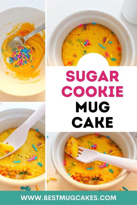 Don Microwave Recipes Cookie, Sugar Cookie Mug Cake, Sugar Cookie In A Mug, No Egg Sugar Cookies, Mug Sugar Cookie, Cookie Mug Cake, Cakes Without Butter, Cookie Mug, Peanut Butter Mug Cakes