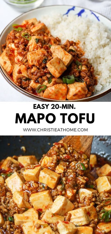 Silky soft tofu simmered in a savory, spicy bean sauce with minced meat and aromatics! This quick and easy mapo tofu is packed with umami flavor and it's a delicious main with steamed rice. This restaurant-quality and will save you money! Beef Tofu Recipe, Ground Beef And Tofu Recipe, Traditional Asian Recipes, Silky Tofu Recipes, Asian Food Recipes Easy, Tofu Soup Recipes, Pork Tofu Recipe, Mongolian Tofu, Sticky Tofu