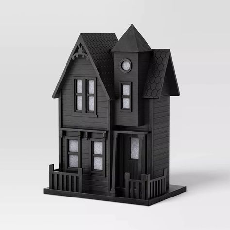 Large Haunted House Figurine Black - Threshold™ : Target Spooky House Decor, Halloween Advent Calendar, Target Halloween, Black Houses, Spooky House, Sims Building, Forest Decor, Handcrafted Decor, Small Pumpkins