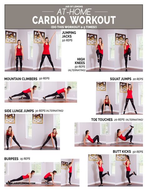 At-Home Cardio Workout Effective Ab Workouts, Cardio At Home, Hiit Cardio Workouts, Cardio Workout At Home, Workout Cardio, Cardio Workouts, Printable Workouts, Cardio Routine, Cardio Training