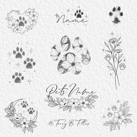 Tatoo Dog, Pet Memorial Tattoo, Dog Tattoo Ideas, Tribute Tattoos, Tattoos For Dog Lovers, Dog Memorial Tattoos, Pawprint Tattoo, Dog Paw Tattoo, Remembrance Tattoos