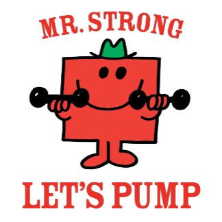 Mr. Men Little Miss - Let's Pump Mr Strong, Mister And Misses, Mr Men Little Miss, Wonder Man, Mr Men, Man Clothing, Batman Superman, Office Electronics, Do You Remember