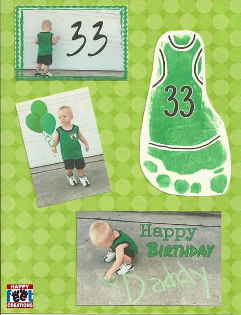 Larry Bird themed Birthday art project for kids or toddlers. Sports or Athlete art project for Dad. Feet / hand art projects Hand Art Projects, Sport Art Projects, Infant Room, Baby Art Projects, Footprint Crafts, Ritter Sport, Craft Images, Sport Craft, Footprint Art