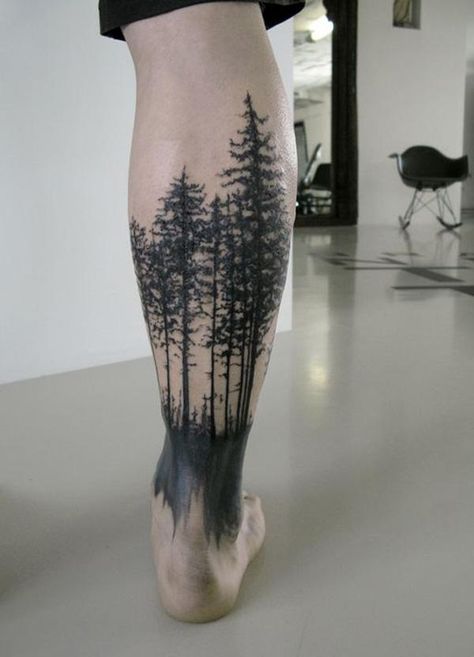 45 Inspirational Forest Tattoo Ideas | Cuded Natur Tattoo Arm, Calf Tattoo Men, Tree Tattoo Arm, Tattoo Tree, Nature Tattoo Sleeve, Forest Tattoos, Tree Tattoo Designs, Leg Tattoo Men, Calf Tattoo