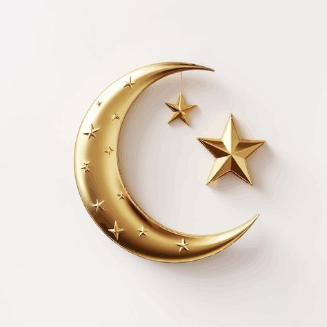 Ramadan moon and star islamic vector | Premium Vector #Freepik #vector #art #design #pattern #illustration Ramadan Moon, Round Images, Islamic Vector, Snapchat Streaks, Stars Gold, Golden Moon, Moon Symbols, Vector Art Design, Technology Icon