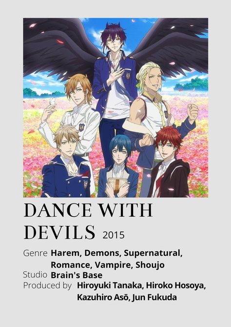 Dance With Devils Anime, Anime Recomendation, Dance With Devils, Dance With The Devil, The Devil Inside, Anime Minimalist Poster, Poster Information, Japanese Titles, Japanese Animated Movies