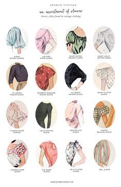 Different Types Of Sleeves, Vintage Blouse Pattern, Clothing Guide, Adored Vintage, Vintage Blouse, Clothing Care, Blouse Pattern, Different Types, Vintage Clothing